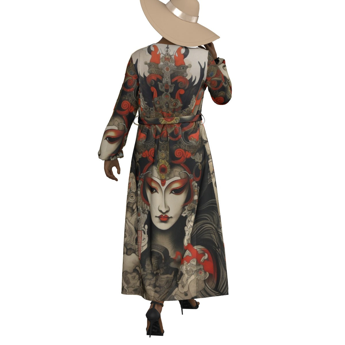 All-Over Print Women's Lace-up Chiffon Robe