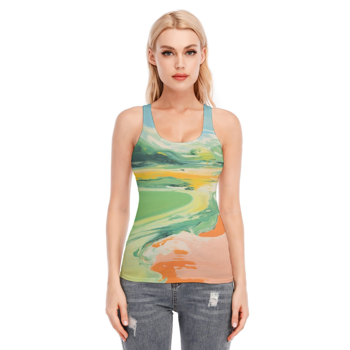 All-Over Print Women's Racer Vest | 190GSM Cotton