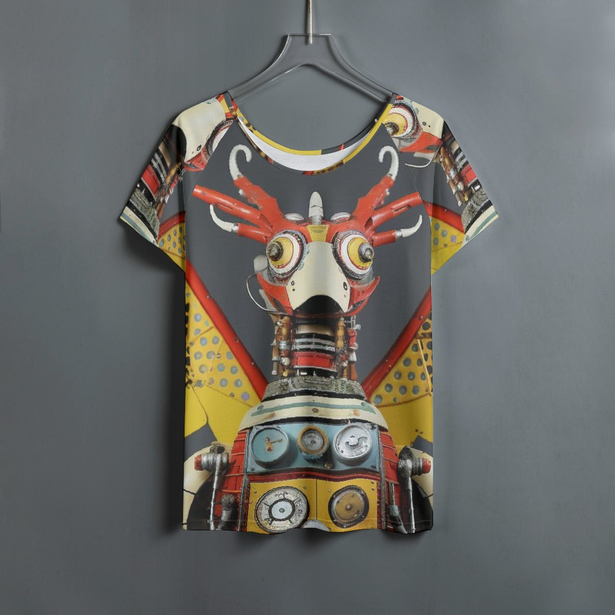All-Over Print Women's Round Neck T-shirt With Raglan Sleeve