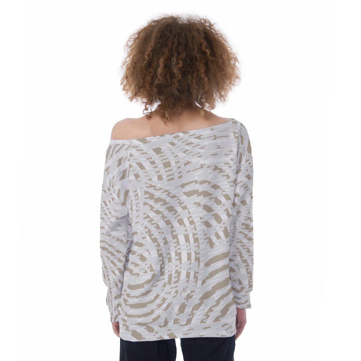 All-Over Print Oversized Women's Off-Shoulder Sweatshirt