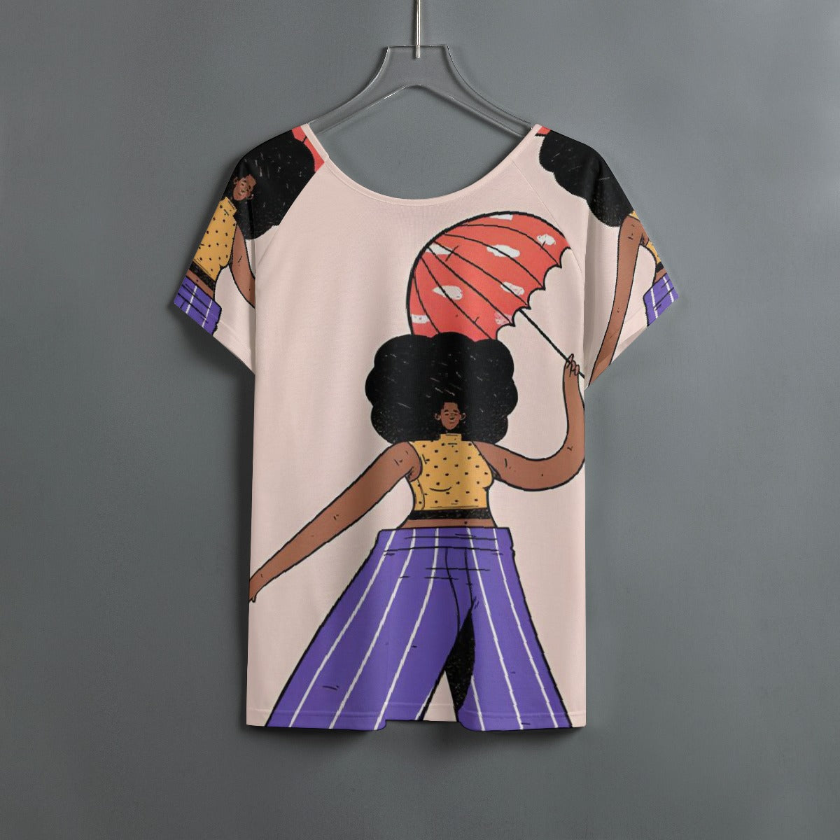 All-Over Print Women's Round Neck T-shirt With Raglan Sleeve