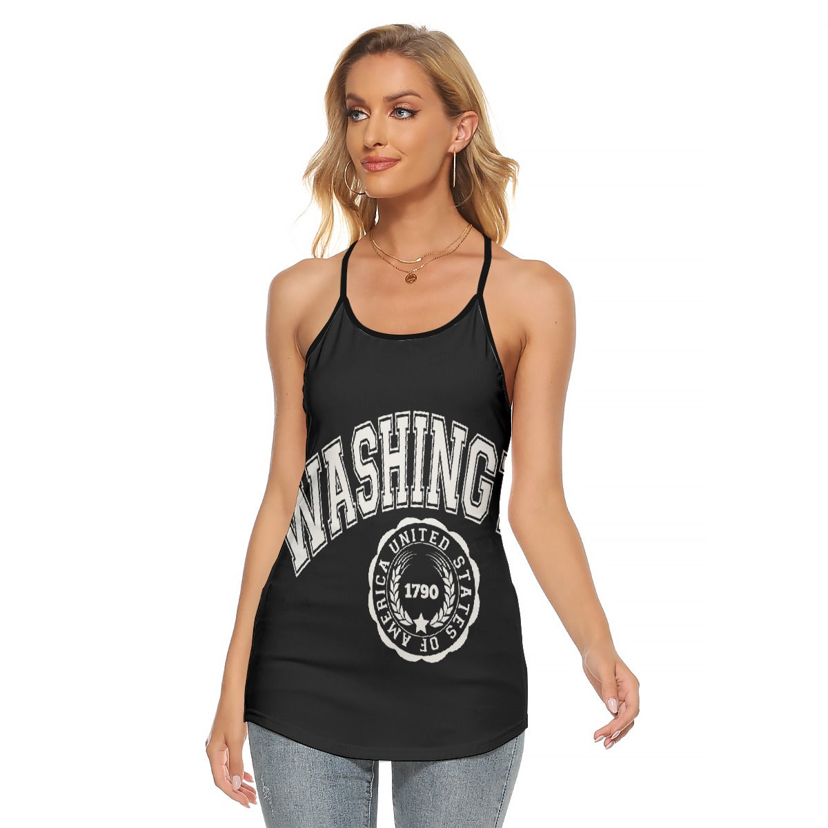 All-Over Print Women's Criss-Cross Open Back Tank Top