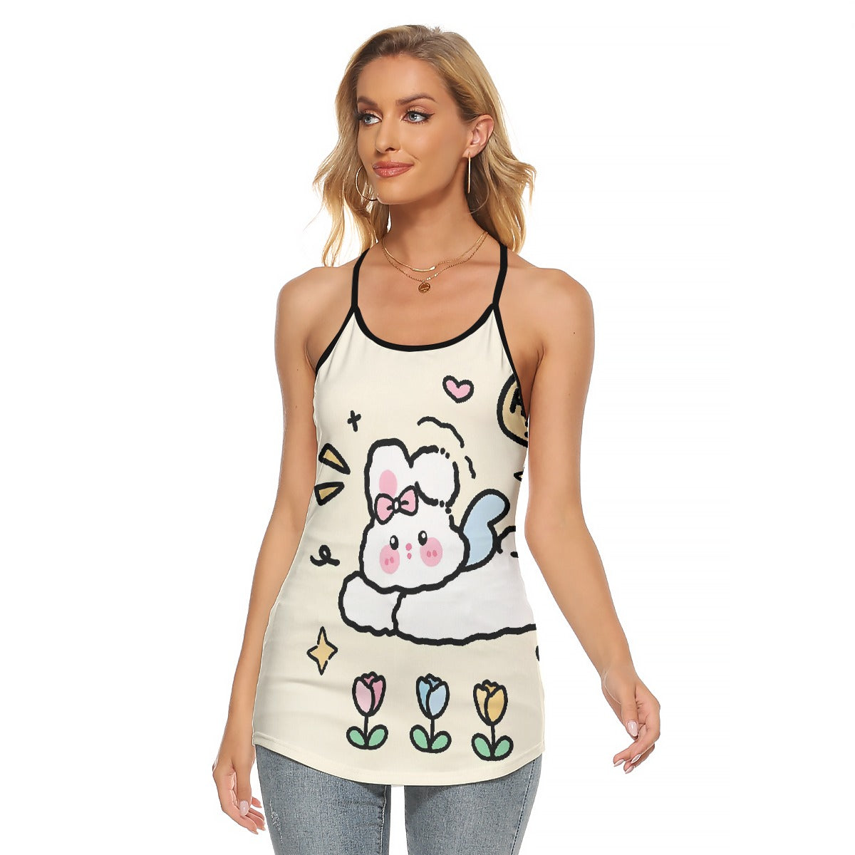 All-Over Print Women's Criss-Cross Open Back Tank Top