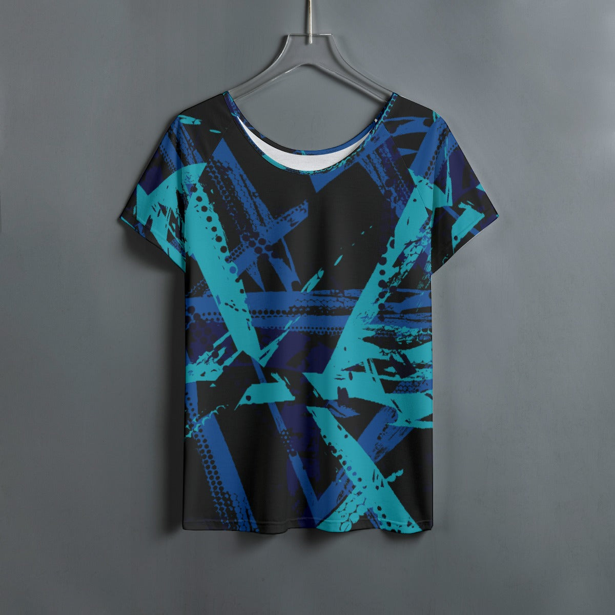 All-Over Print Women's Round Neck T-shirt With Raglan Sleeve