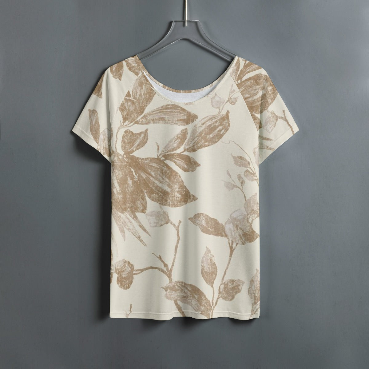 All-Over Print Women's Round Neck T-shirt With Raglan Sleeve