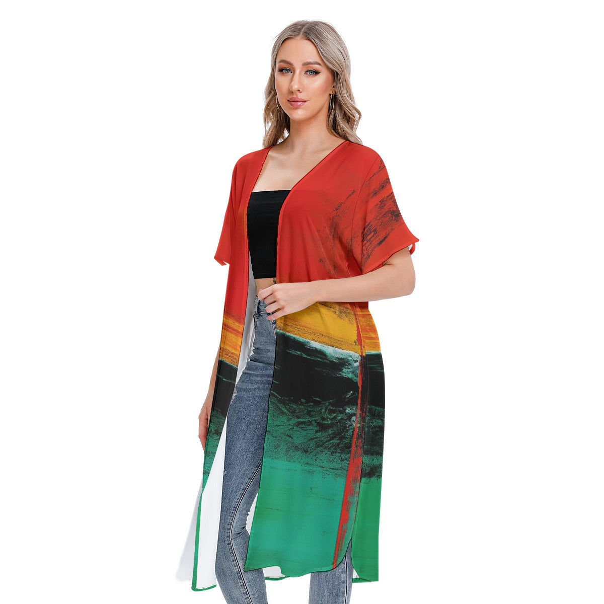 All-Over Print Women's Short Sleeve Cardigan