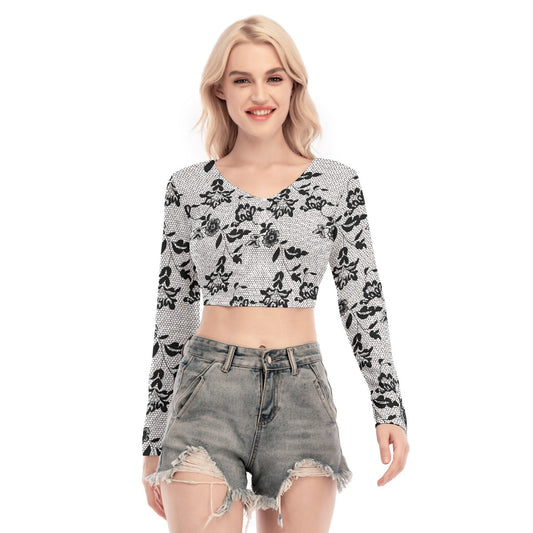 All-Over Print Women's Back Hollow T-shirt With Strap