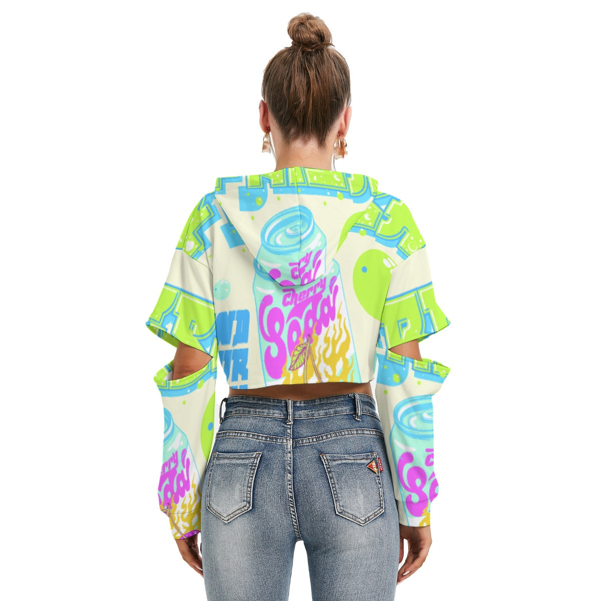 All-Over Print Women's Heavy Fleece Hoodie With Hollow Out Sleeve