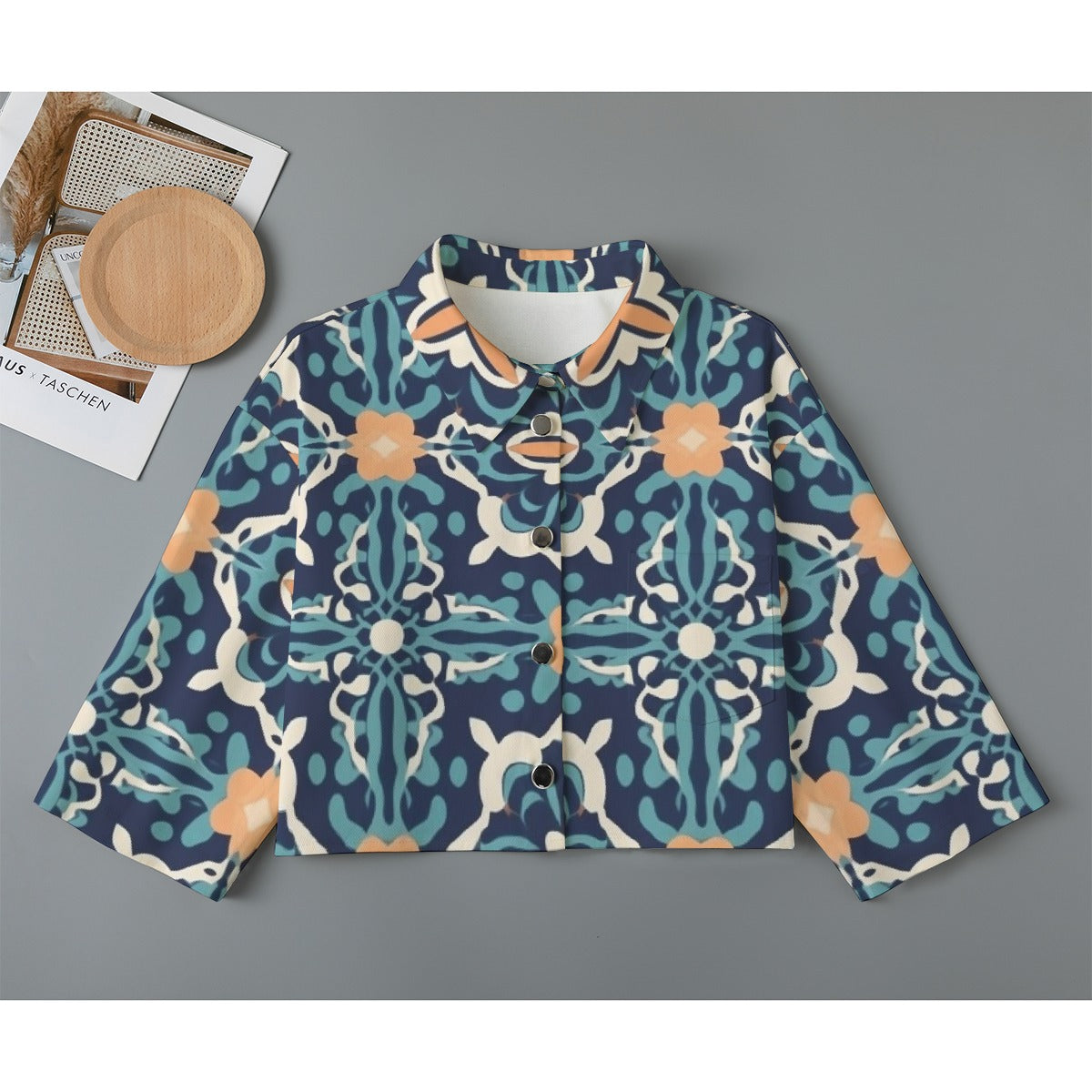 All-Over Print Women's Cropped Jacket | 245GSM Cotton