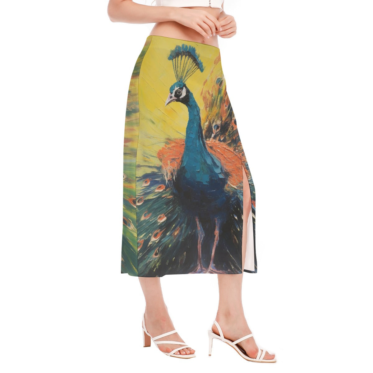 All-Over Print Women's High Slit Long Skirt