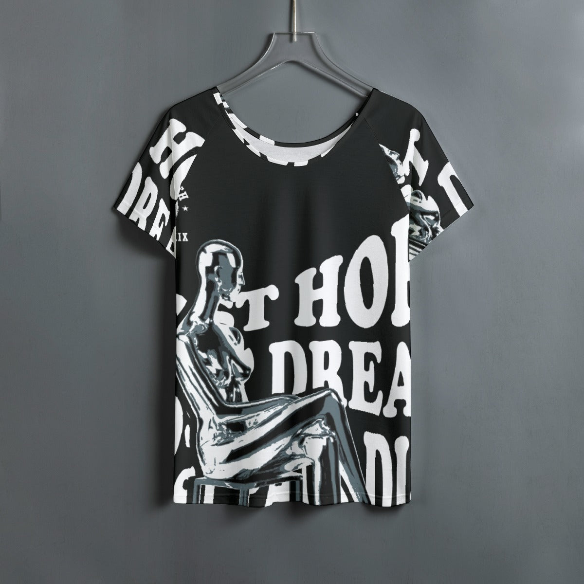 All-Over Print Women's Round Neck T-shirt With Raglan Sleeve