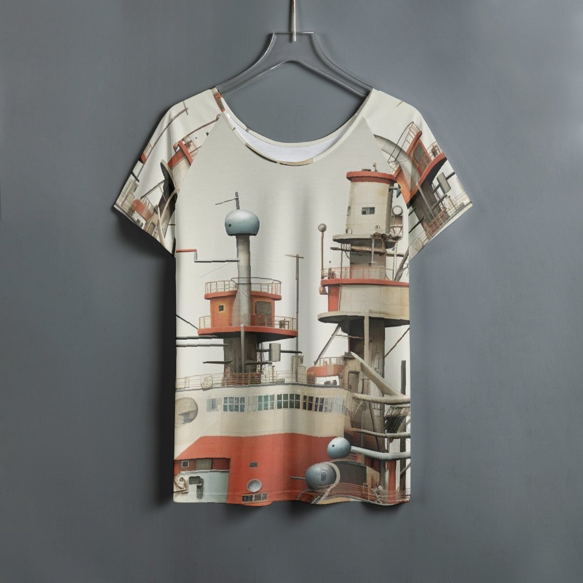 All-Over Print Women's Round Neck T-shirt With Raglan Sleeve