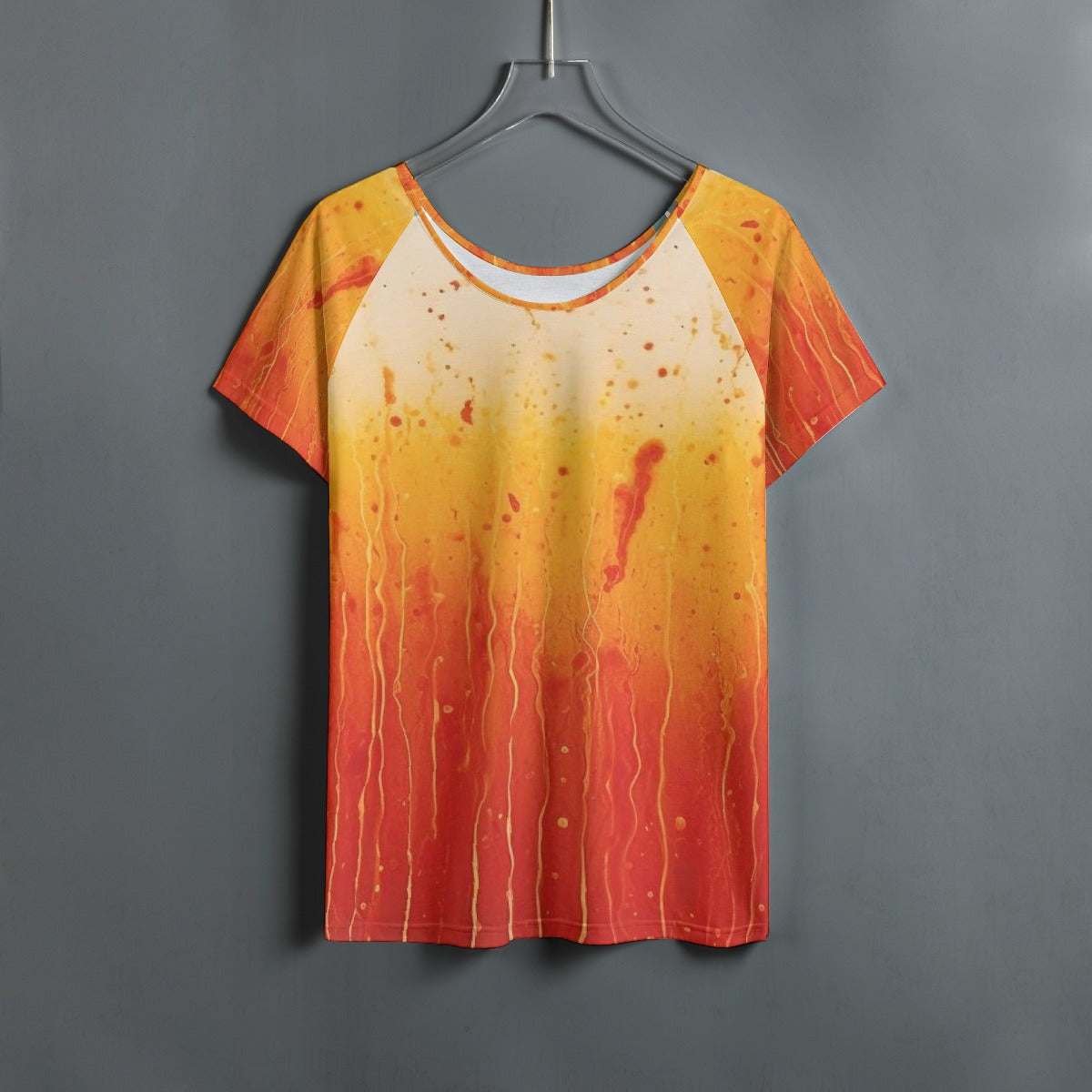 All-Over Print Women's Round Neck T-shirt With Raglan Sleeve