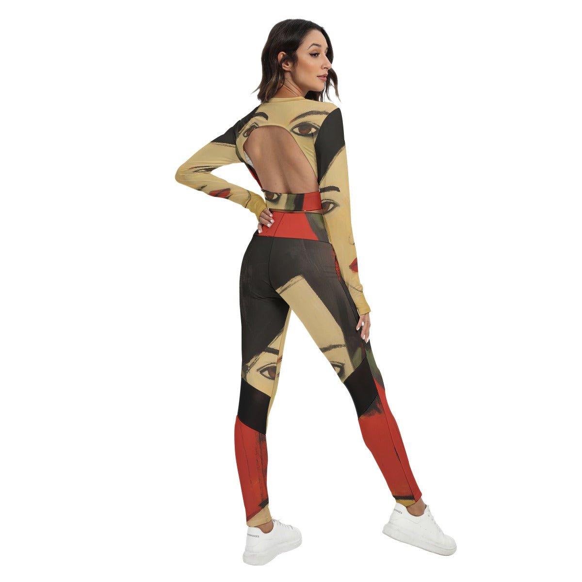 All-Over Print Women's Sport Set With Backless Top And Leggings