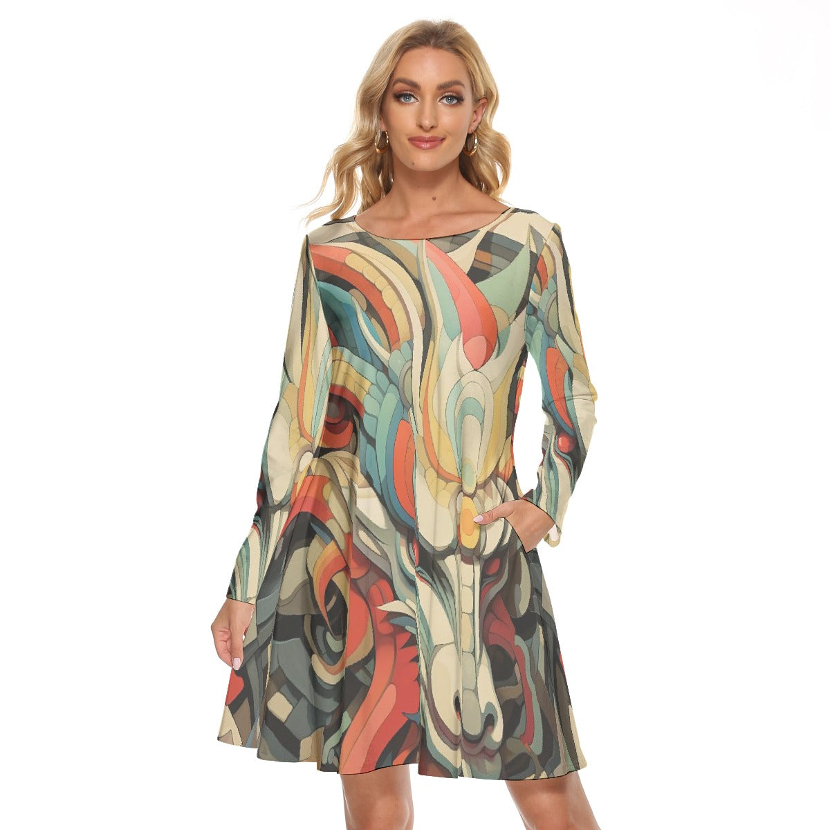 All-Over Print Women's Crew Neck Dress