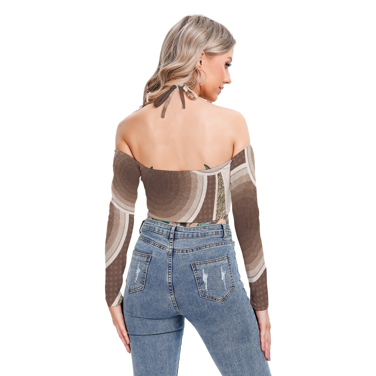 All-Over Print Women's Halter Lace-up Top