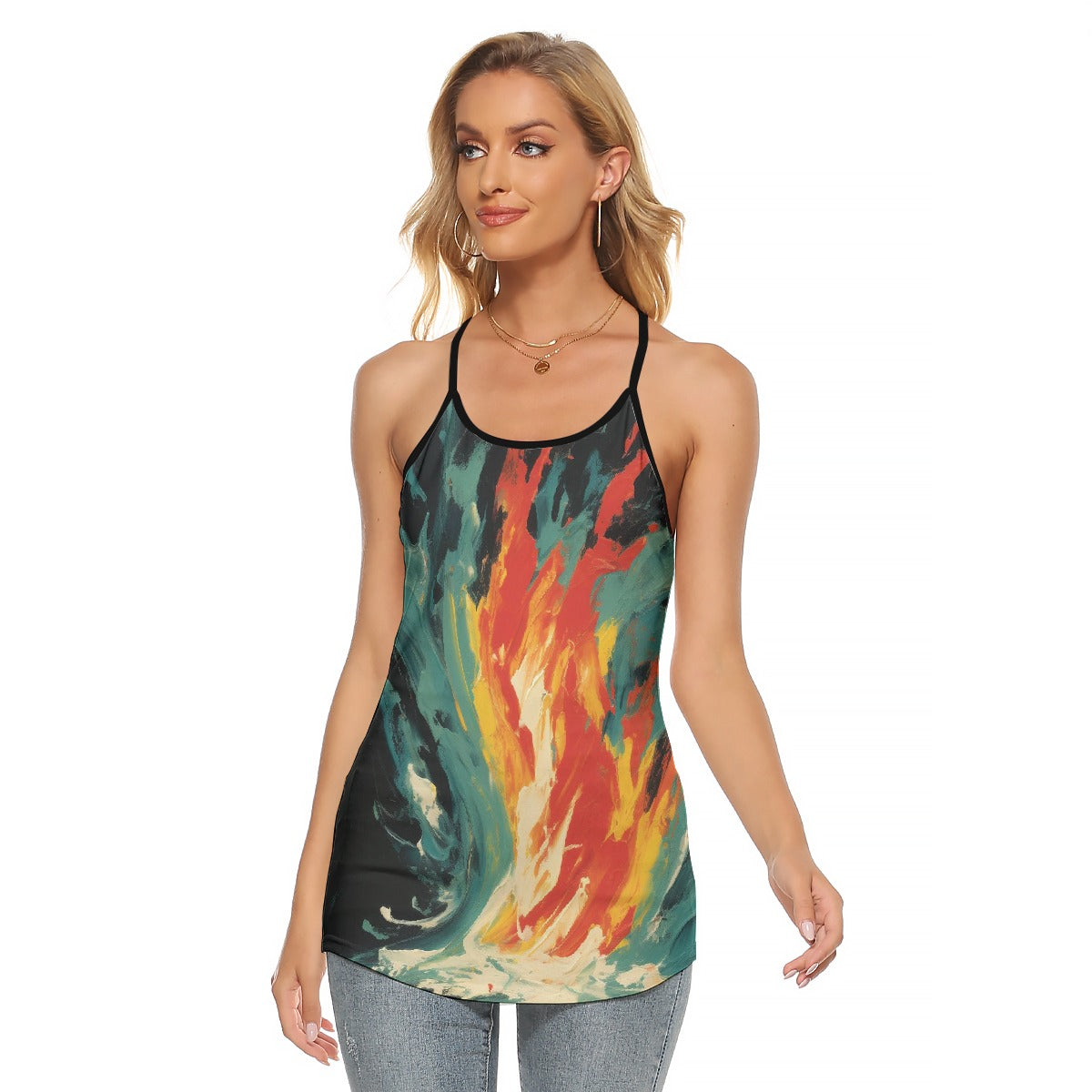 All-Over Print Women's Criss-Cross Open Back Tank Top