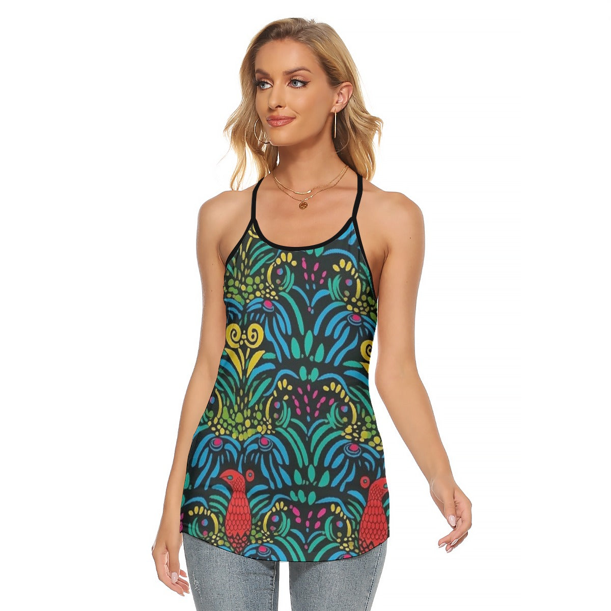 All-Over Print Women's Criss-Cross Open Back Tank Top