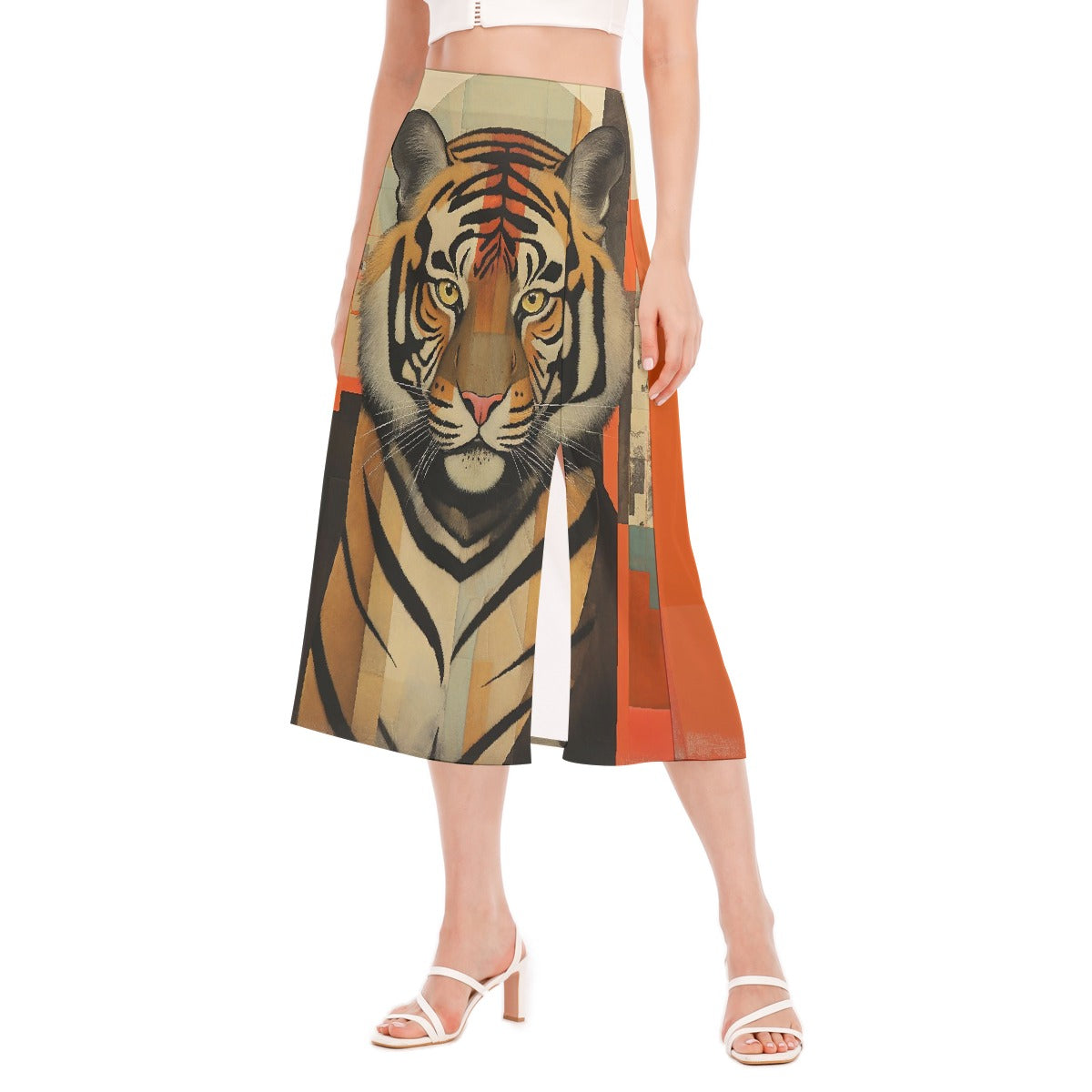 All-Over Print Women's High Slit Long Skirt