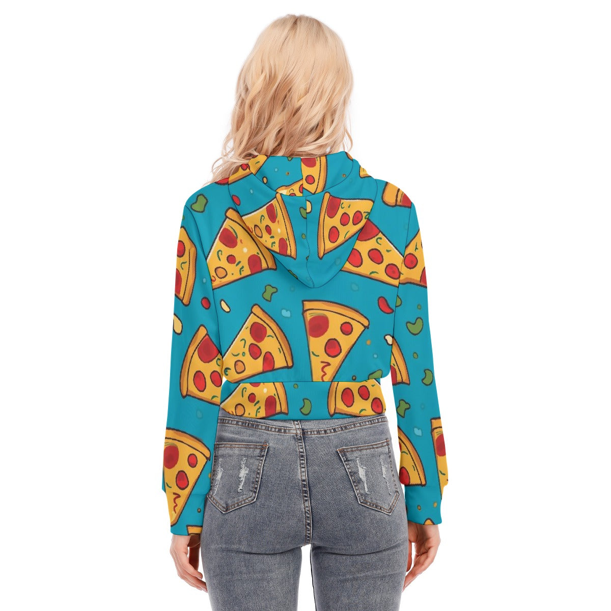 All-Over Print Women's Crop Top Hoodie With Zipper Closure
