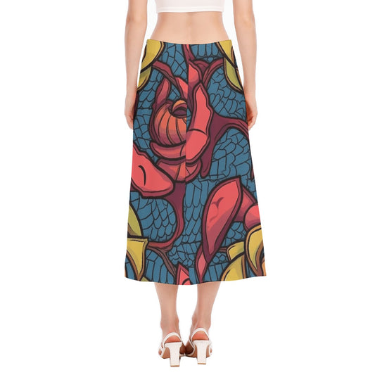 All-Over Print Women's High Slit Long Skirt
