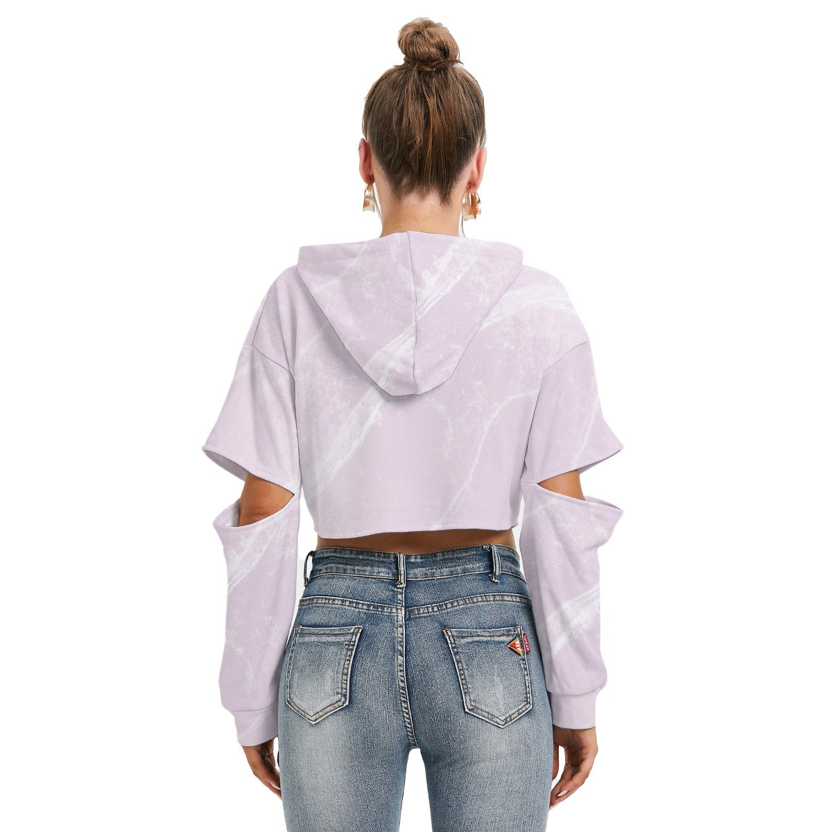 All-Over Print Women's Heavy Fleece Hoodie With Hollow Out Sleeve
