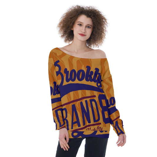 All-Over Print Oversized Women's Off-Shoulder Sweatshirt