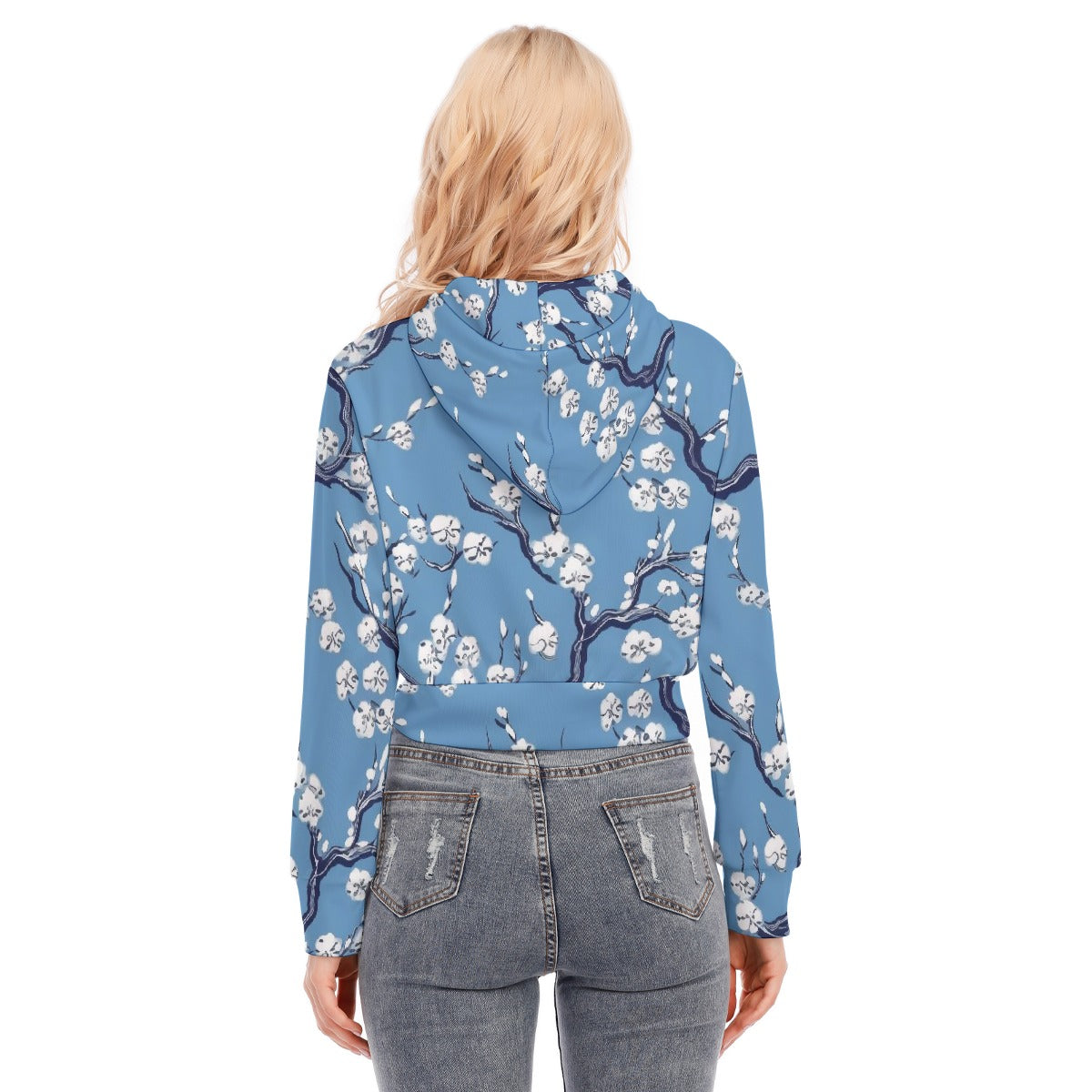 All-Over Print Women's Crop Top Hoodie With Zipper Closure