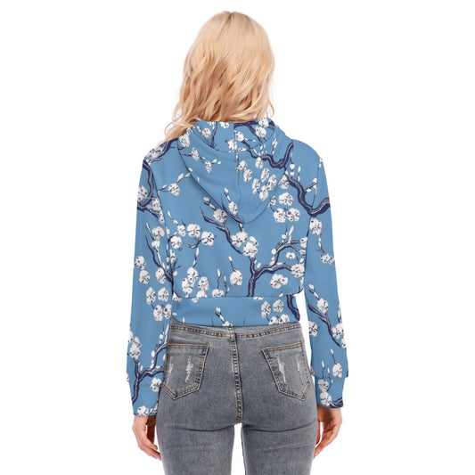 All-Over Print Women's Crop Top Hoodie With Zipper Closure