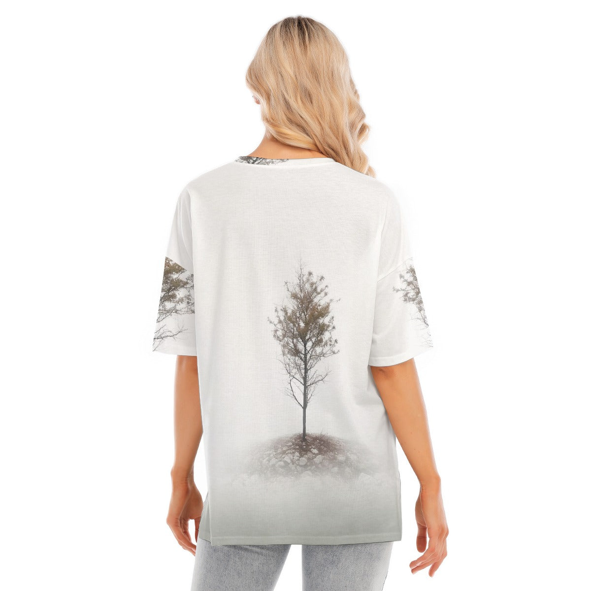 All-Over Print Women's Short Sleeves T-shirt With Hem Split