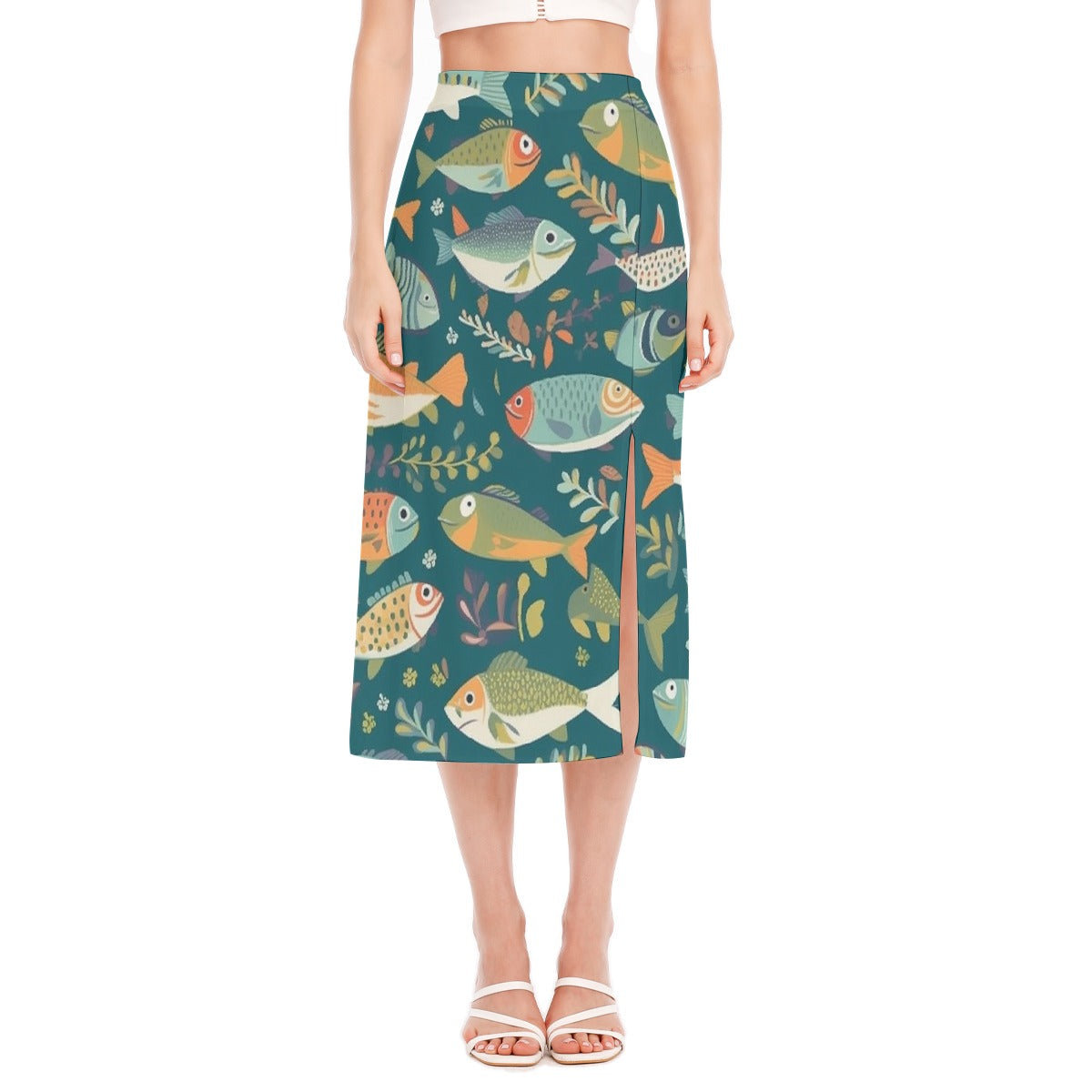 All-Over Print Women's High Slit Long Skirt