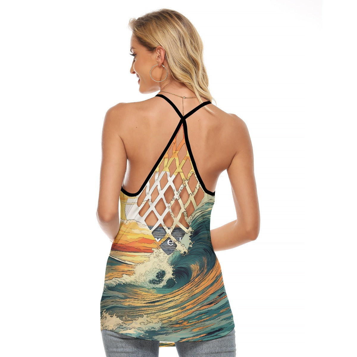 All-Over Print Women's Criss-Cross Open Back Tank Top