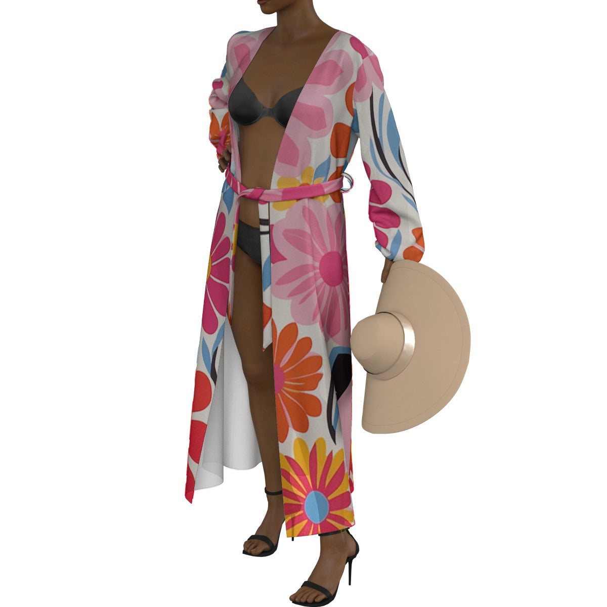 All-Over Print Women's Lace-up Chiffon Robe