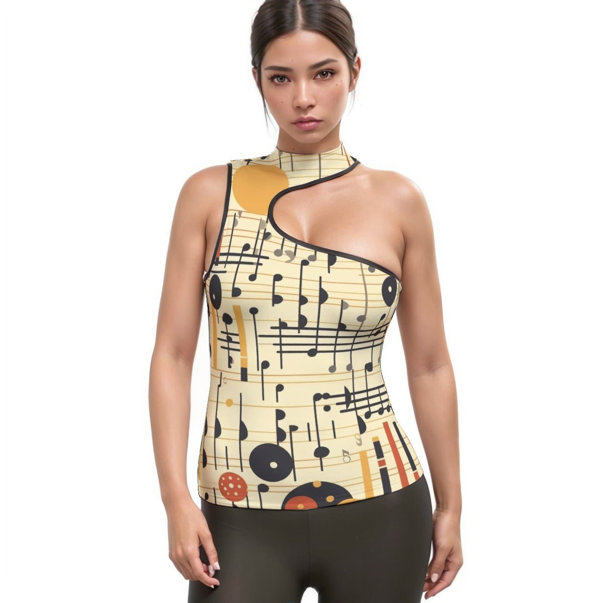 All-Over Print Women's Halter Sleeveless Asymmetrical Tank Top