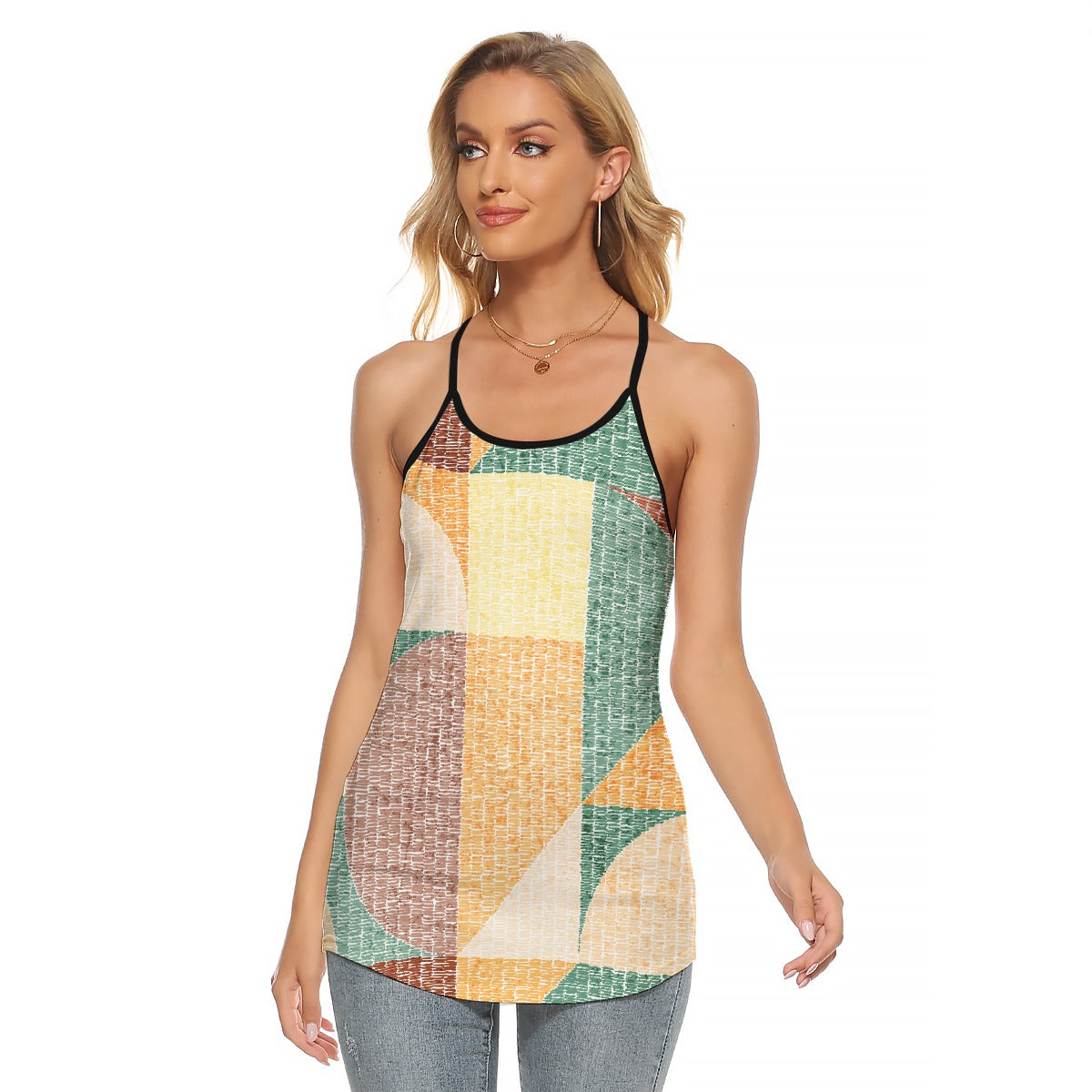 All-Over Print Women's Criss-Cross Open Back Tank Top