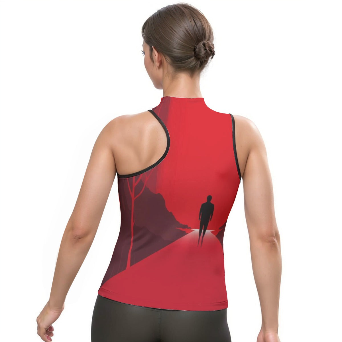 All-Over Print Women's Halter Sleeveless Asymmetrical Tank Top