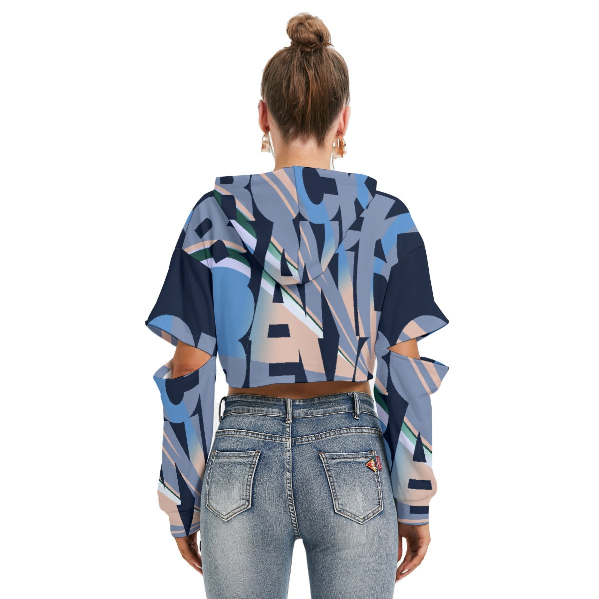 All-Over Print Women's Heavy Fleece Hoodie With Hollow Out Sleeve
