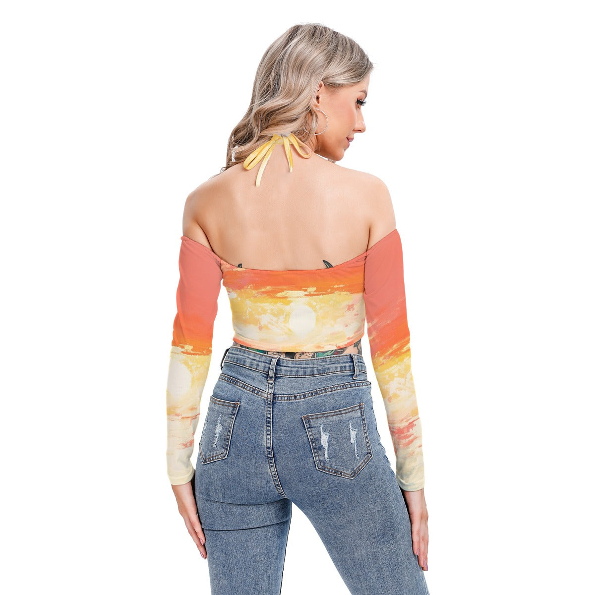 All-Over Print Women's Halter Lace-up Top
