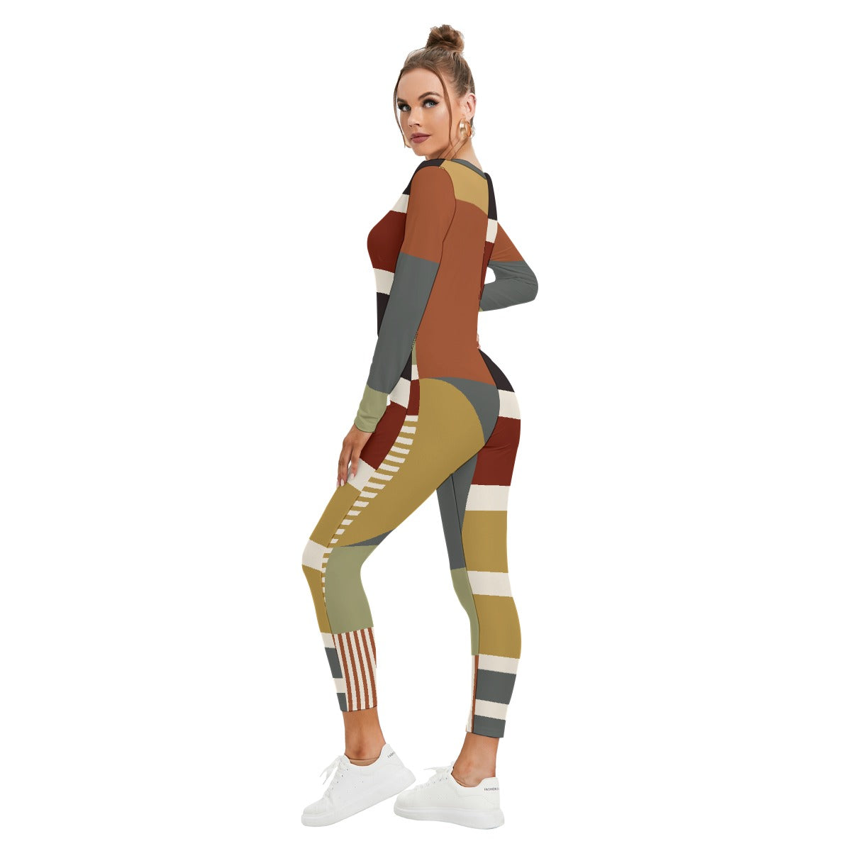 All-Over Print Women's Plunging Neck Jumpsuit