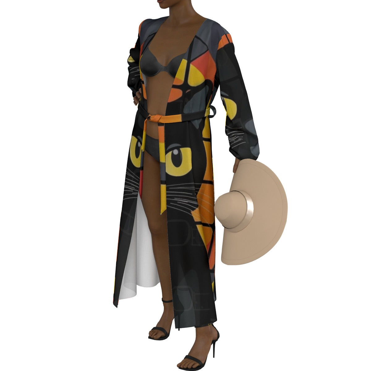 All-Over Print Women's Lace-up Chiffon Robe