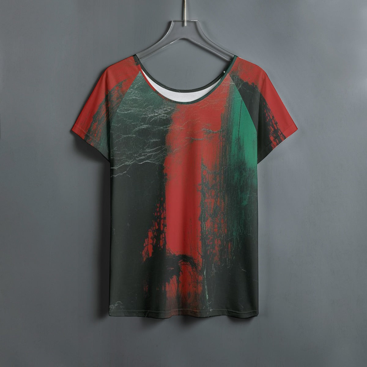 All-Over Print Women's Round Neck T-shirt With Raglan Sleeve