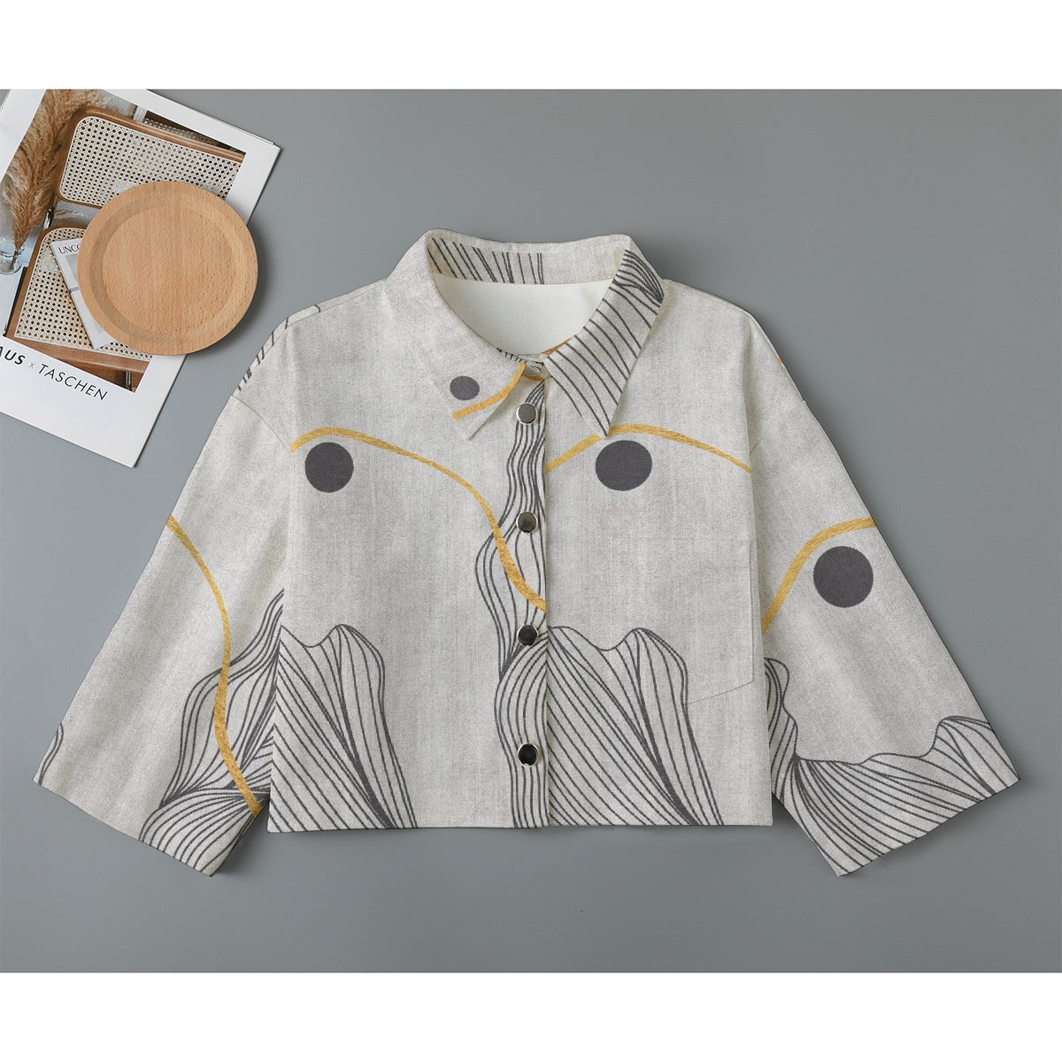 All-Over Print Women's Cropped Jacket | 245GSM Cotton