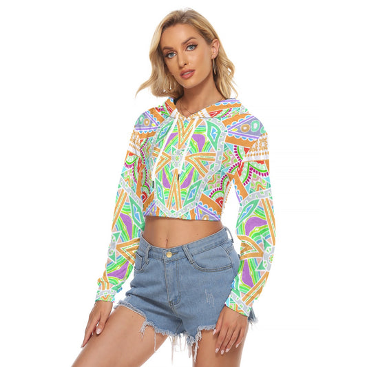 All-Over Print Women's Crop Top Hoodie|Velvet