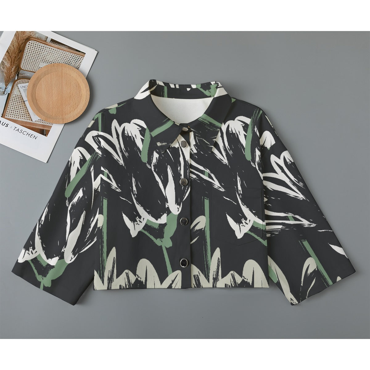All-Over Print Women's Cropped Jacket | 245GSM Cotton
