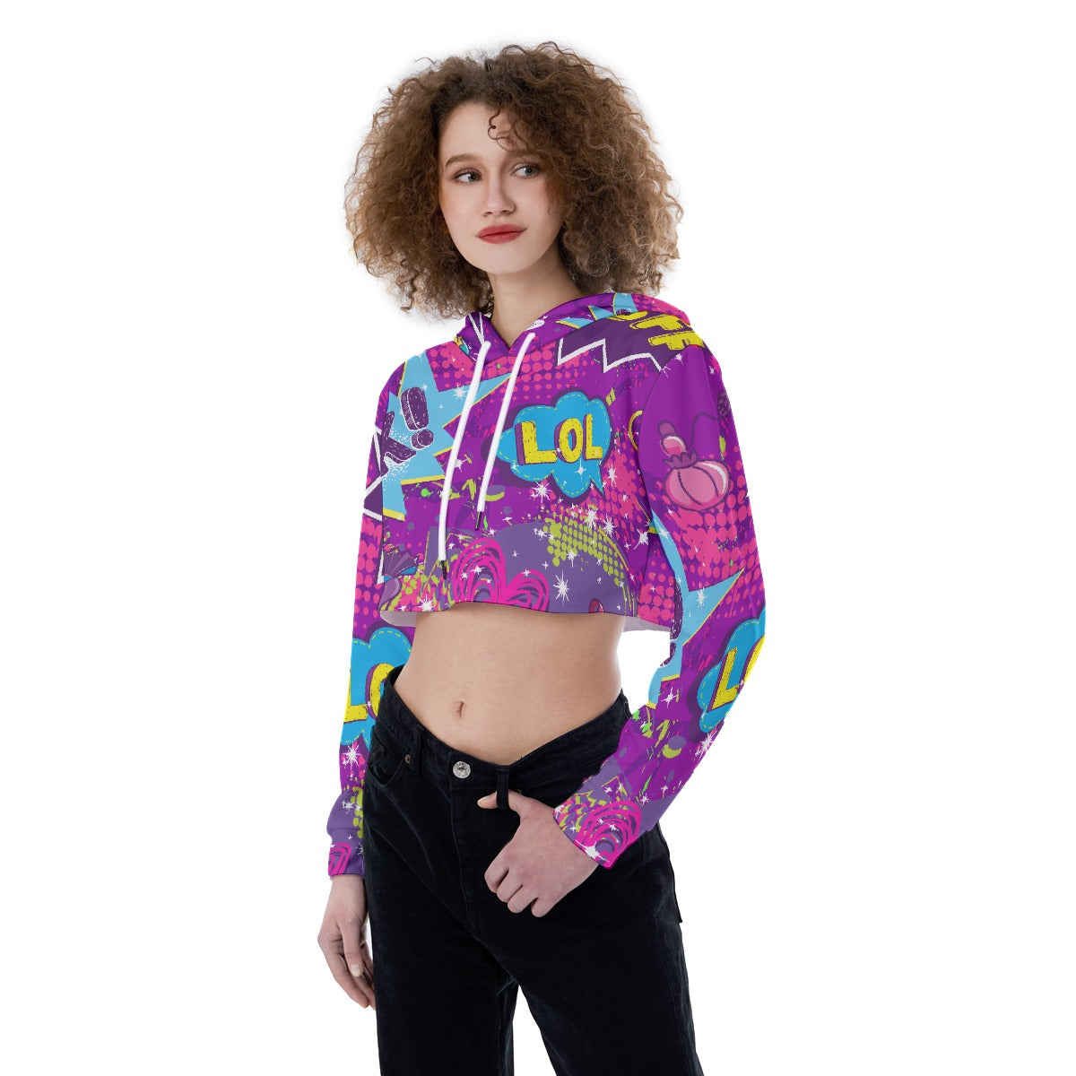 All-Over Print Women's Crop Top Hoodie