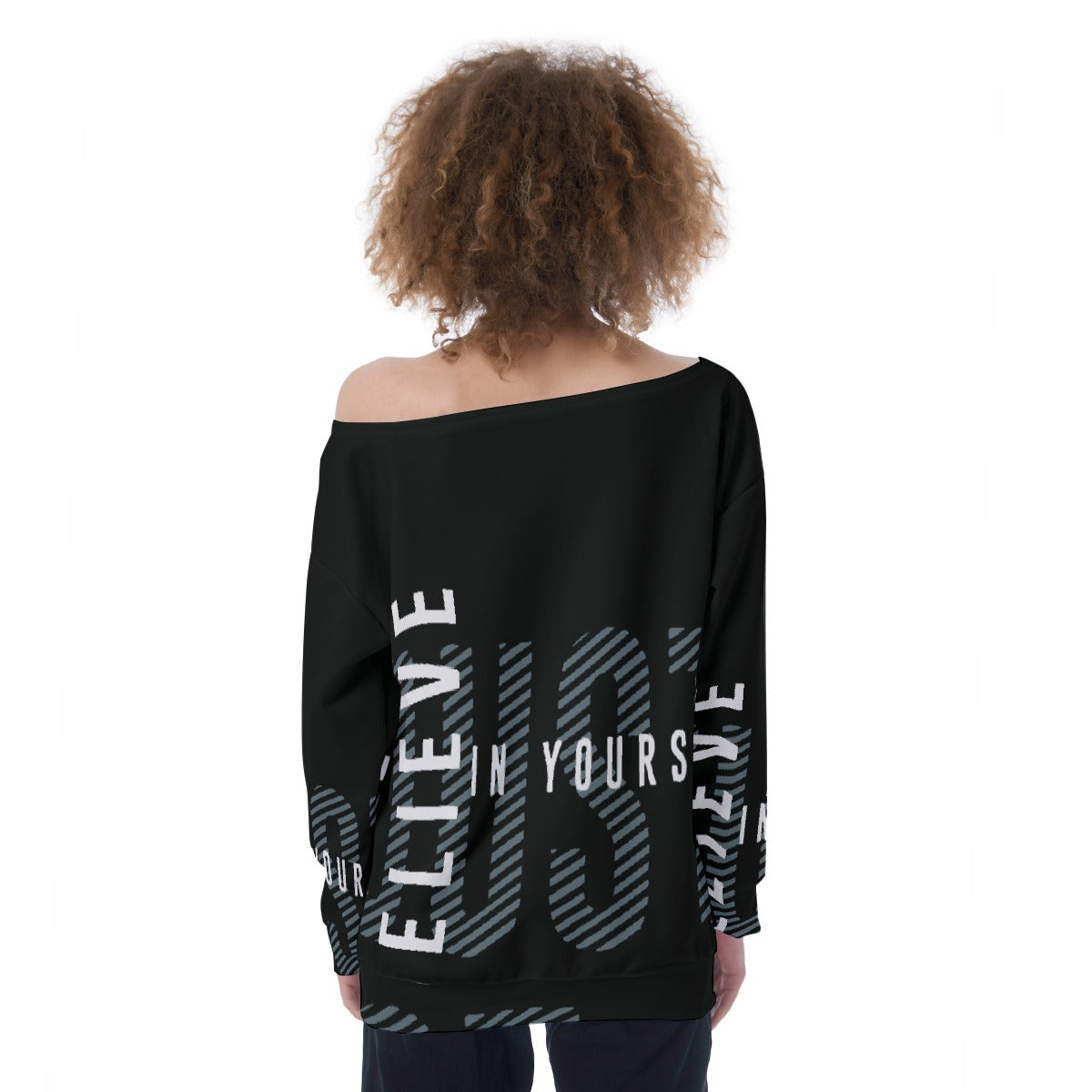 All-Over Print Oversized Women's Off-Shoulder Sweatshirt