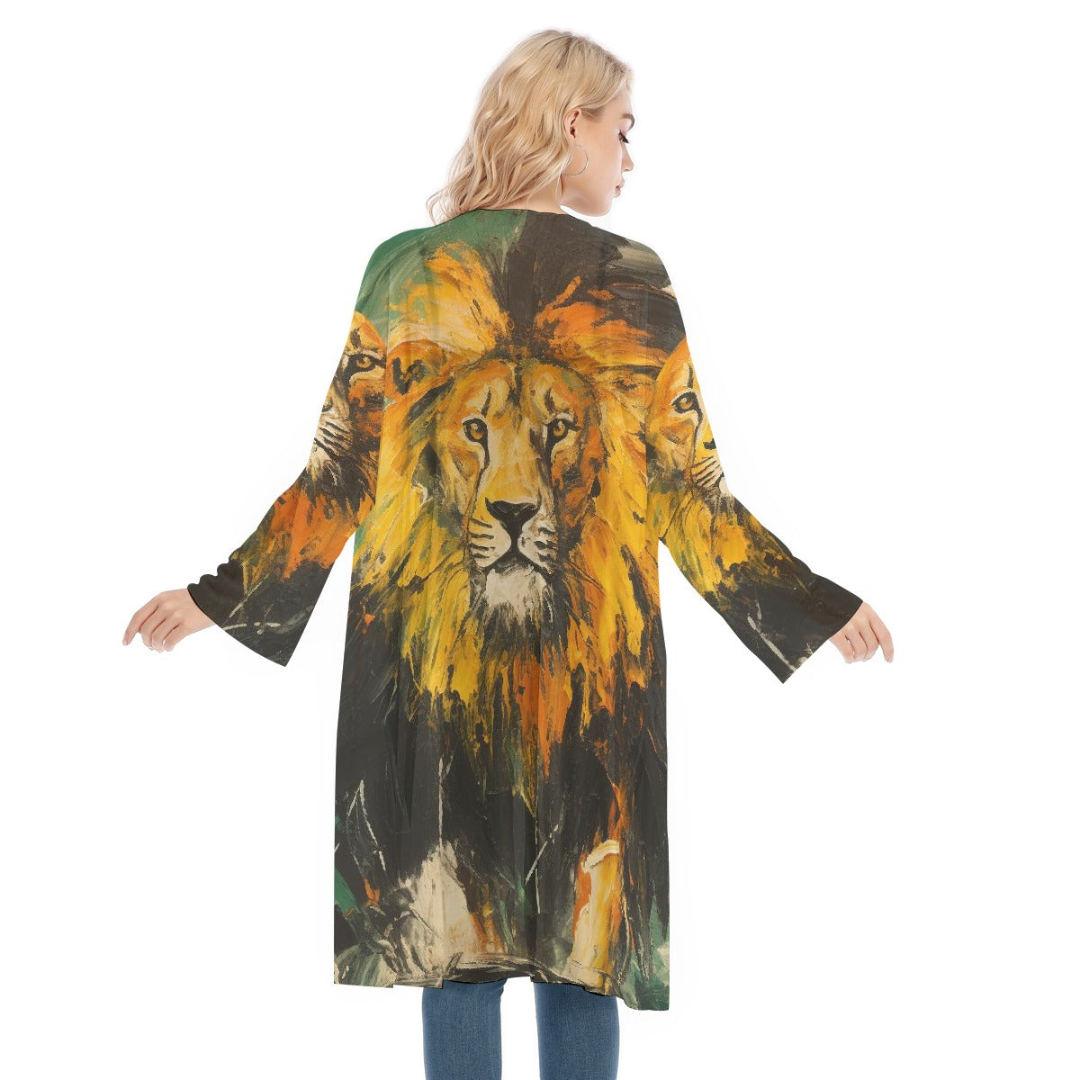 All- Over Print Women's Long Sleeve Mesh Cardigan