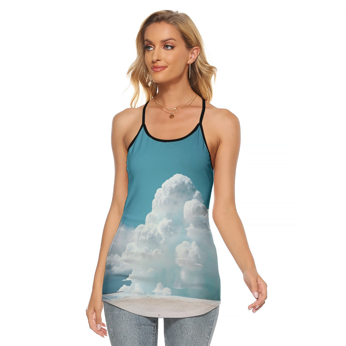 All-Over Print Women's Criss-Cross Open Back Tank Top