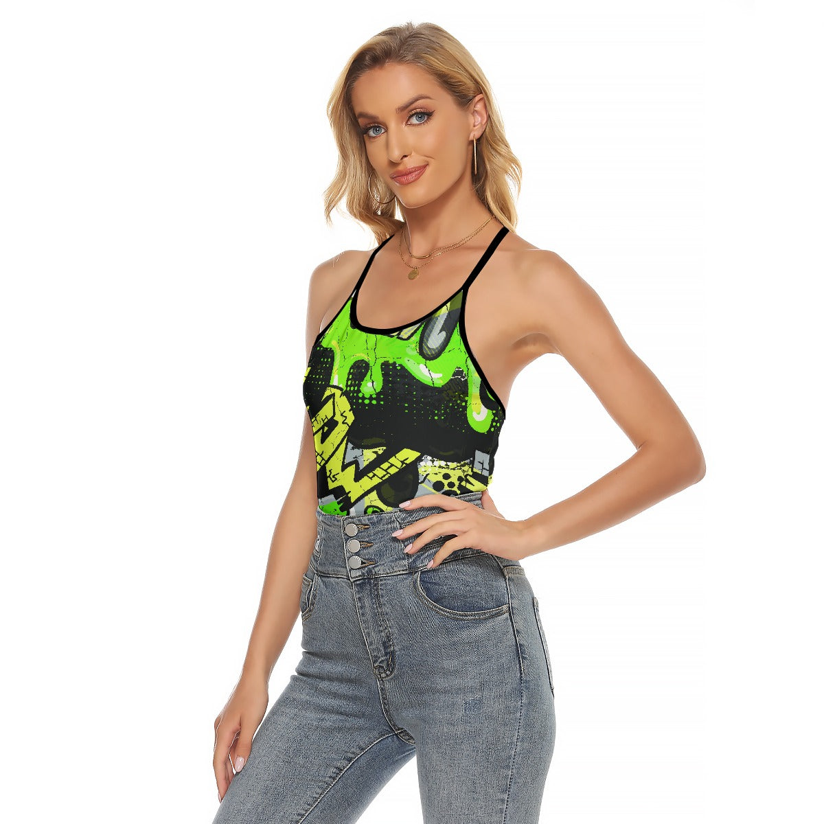 All-Over Print Women's Criss-Cross Open Back Tank Top