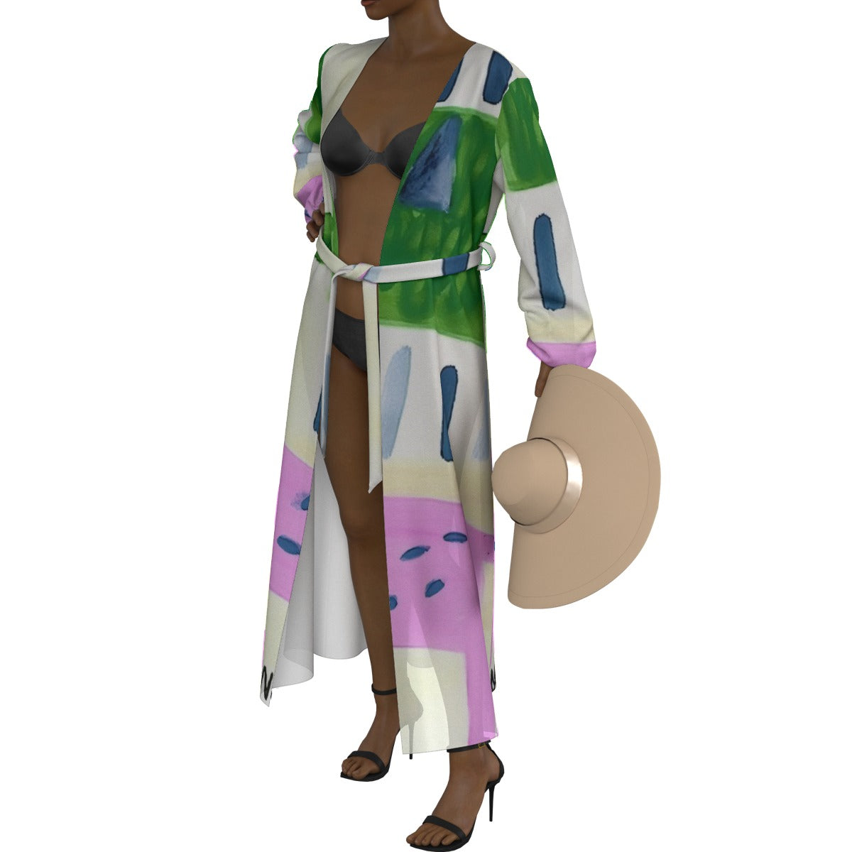 All-Over Print Women's Lace-up Chiffon Robe